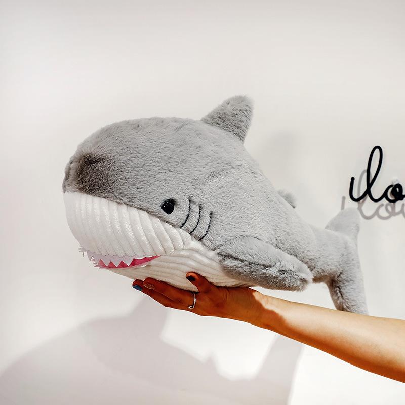 Rabbit Hair Shark Pillow Plush Toy Cute Big Eye Dolphin Doll Pillow Children's Birthday Gift