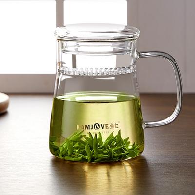 Cana de apă din sticlă termorezistentă KAMJOVE Crescent cu mâner, ceașcă de ceai, ceașcă pentru separarea ceaiului, 300 ml, cană pentru prepararea ceaiului verde, ceainic, birou