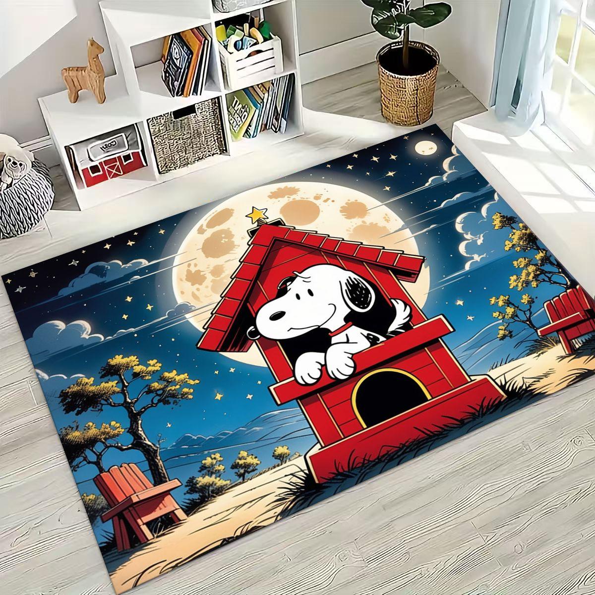 

3D Милий Собака Снупі Peanuts Мистецтво Мультяшне Мистецтво Килим для Спальні Вітальні Дивана Будинку Килимок для Вхідних Дверей Декор, Великий Дитячий Нековзний Килимок для Підлоги 60x90cm( 23x35in )