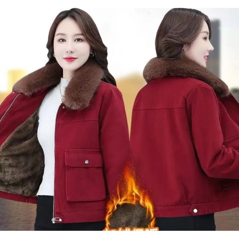 Women's Winter Warm Short Thickened Fleece Inner Open Cardigan Outerwear Casual Loose Fit Jacket for Ladies