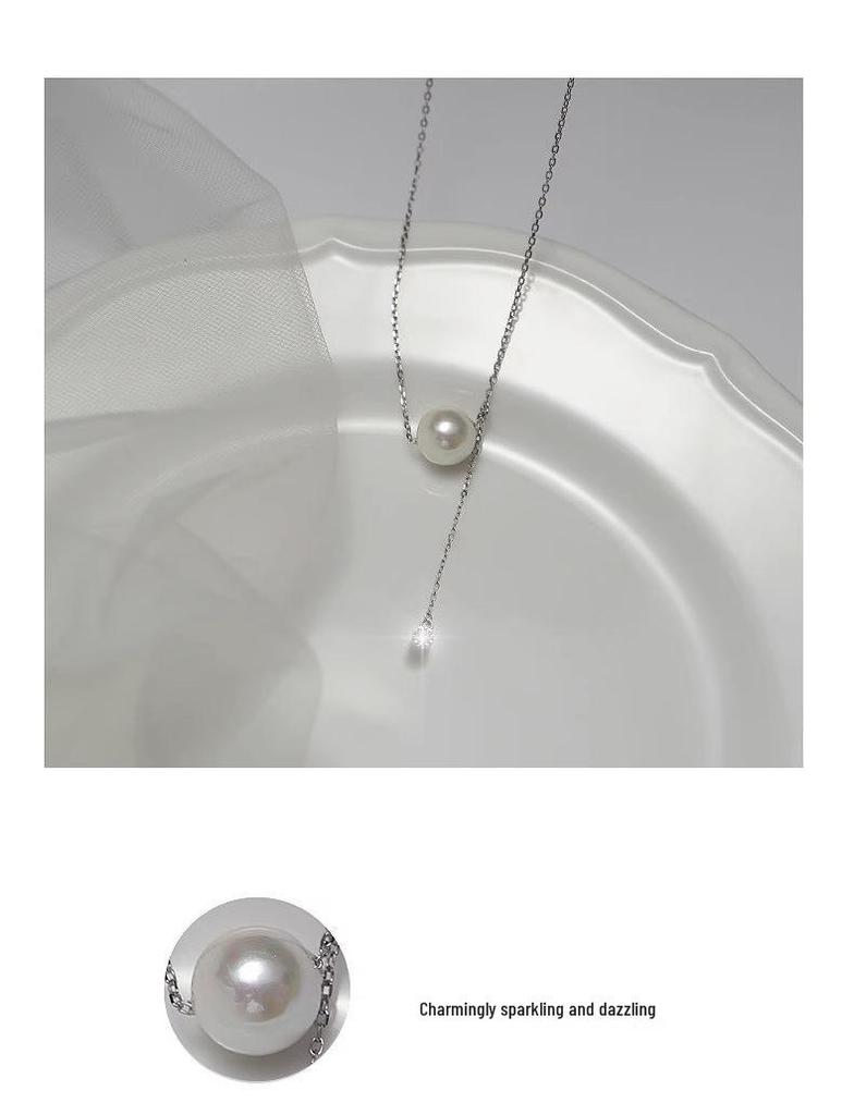 Sterling Silver 925 Sika Pearl Tassel Necklace - Elegant Women's High-End Clavicle Chain