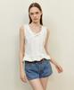 LADY VOLUME Vintage Floral Collar Blouse_White
