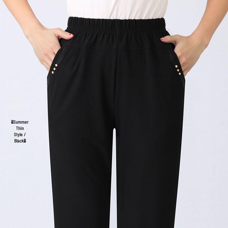 Women's High Waist Elastic Velvet Pants - Loose Straight Leg for Autumn/Winter