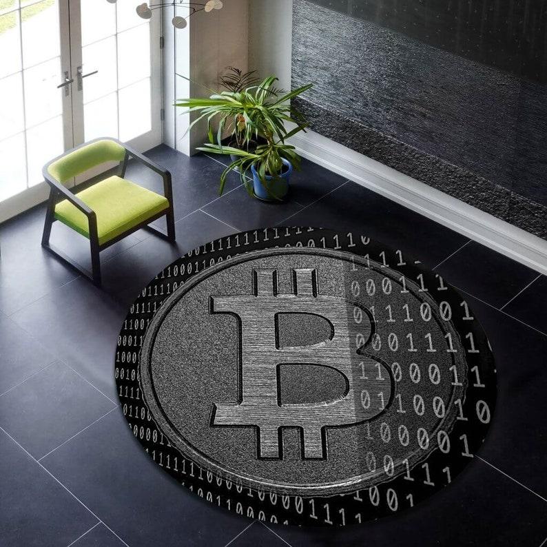 Bitcoin Carpet Non-Slip Round Carpet Floor Mats Printed Area Rug For Bedroom Home Decorative