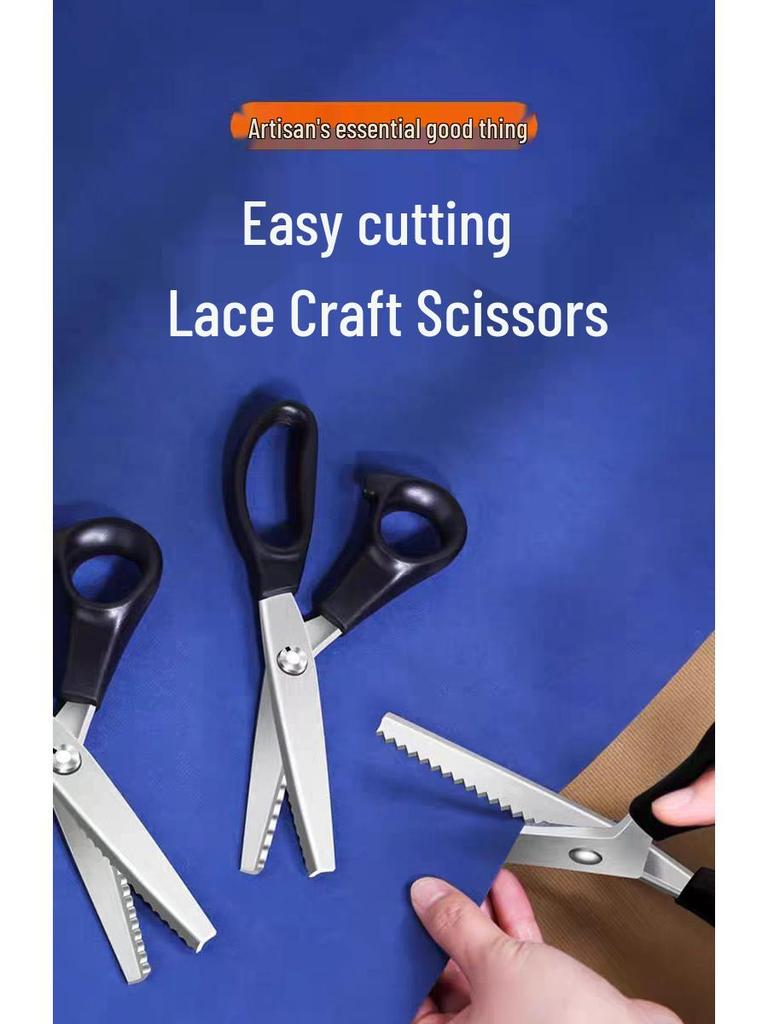 Lace Edge Locking Sewing Scissors, Tailor's Pinking Shears, Stainless Steel Fabric Scissors