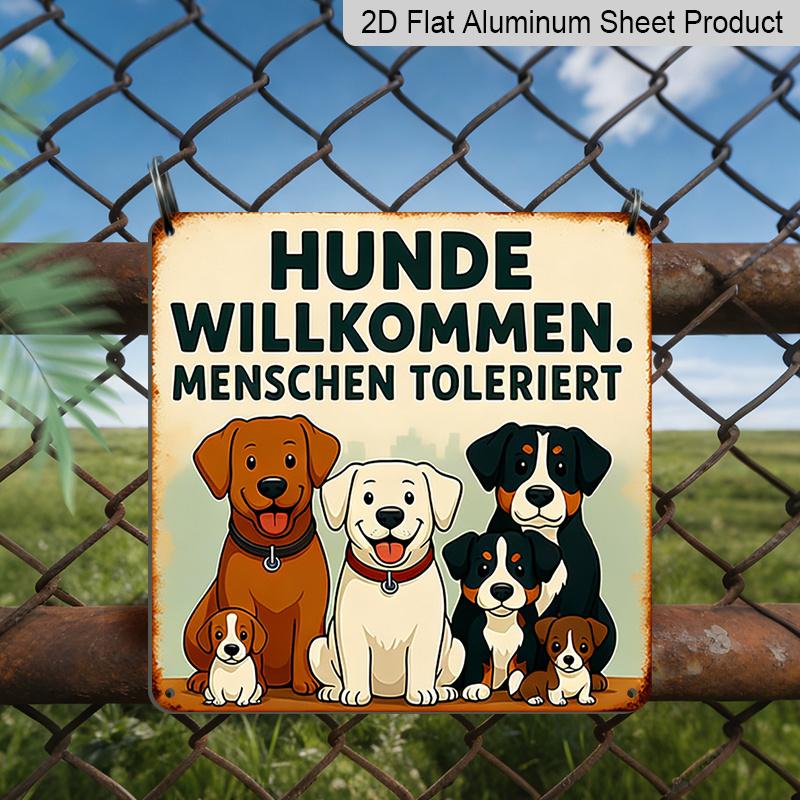 

2D Flat, 1pc, Vintage Metal Aluminium Sign, Decorative Plaques and Ornaments, Humorous Dog Welcome Theme, Fun and Retro Style, Suitable for Homes 20*20cm