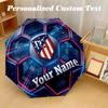 8 Rib Auto Folding Umbrella Atletico Madrid Print Custom Name Text Portable Rain Gear