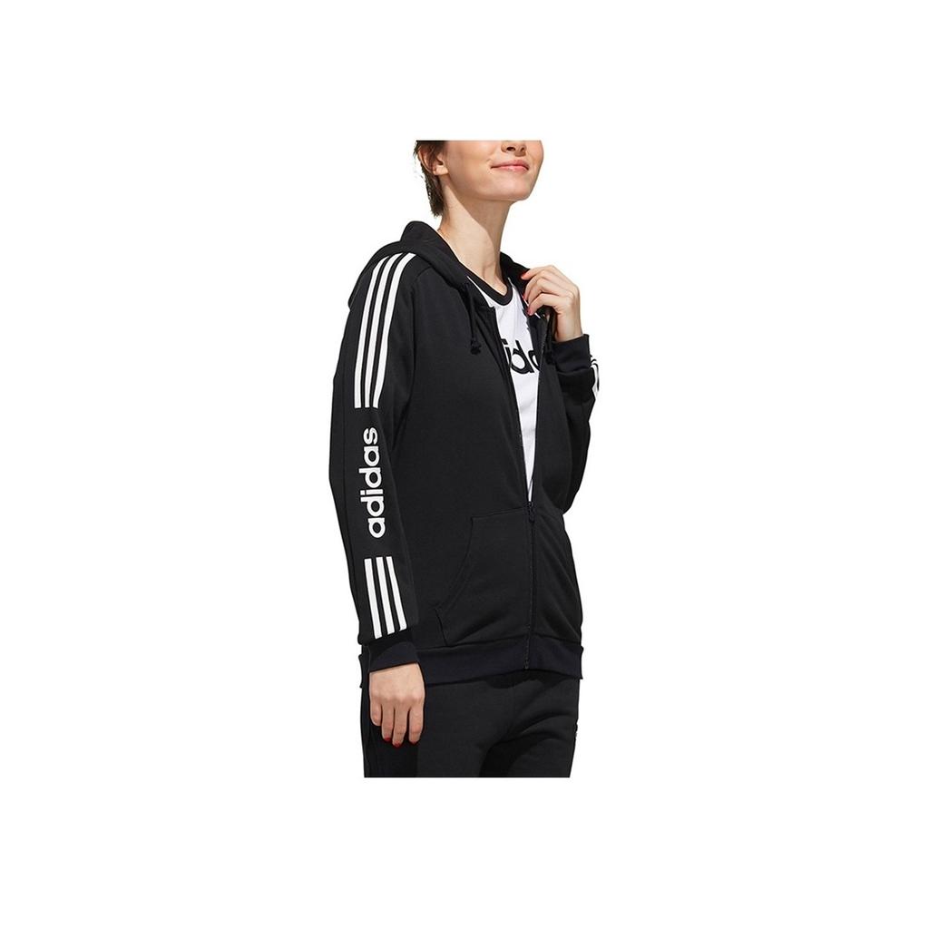 Adidas Neo Essentials 3-Stripes Zip Hoodie Jacket Women Outerwear Black EI4716