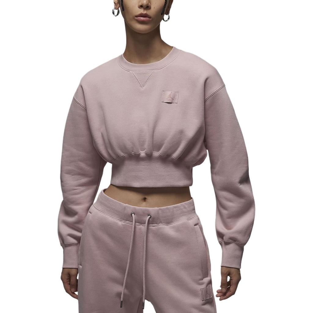 Jordan Flight Fleece Loose Fit Short Sweatshirt Women tops Oxford-Pink FV7153-601