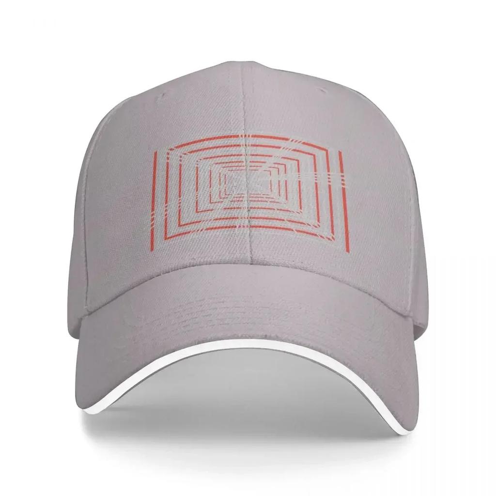 Perspective vanishing point geometric design (grey,red) Baseball Cap funny hat Horse Hat Designer Man Women's