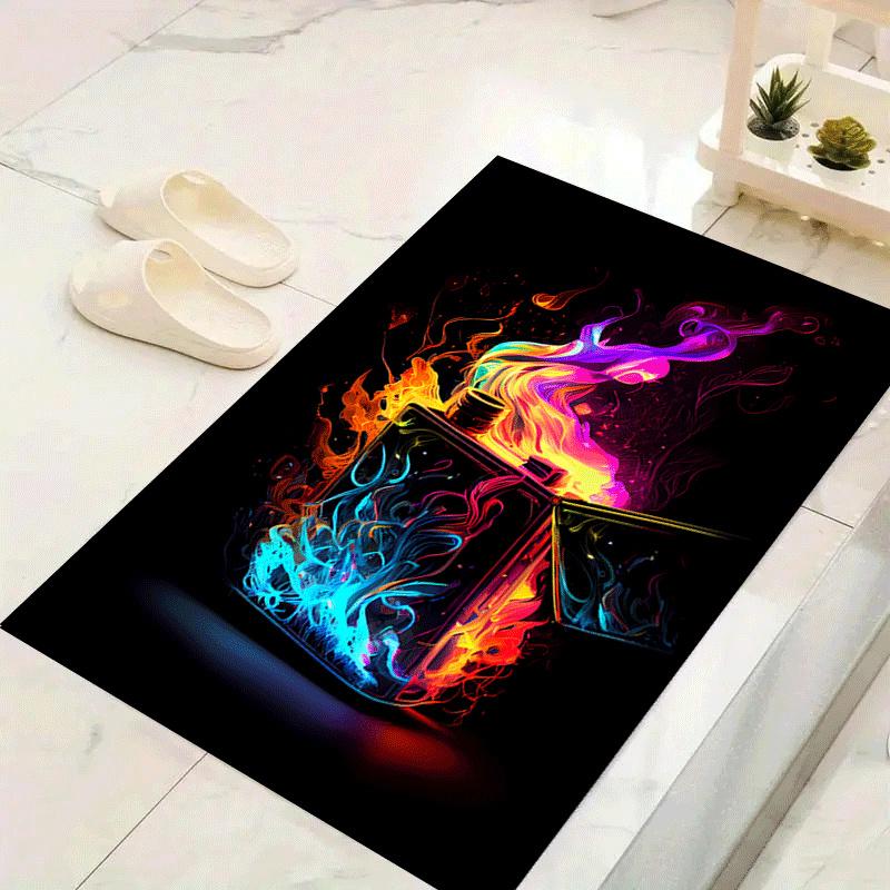 

1pc Burning lighter Design Area Rug - Soft, Anti-Slip, and Durable Gaming Room Decor for Bedroom 60cm by 90cm