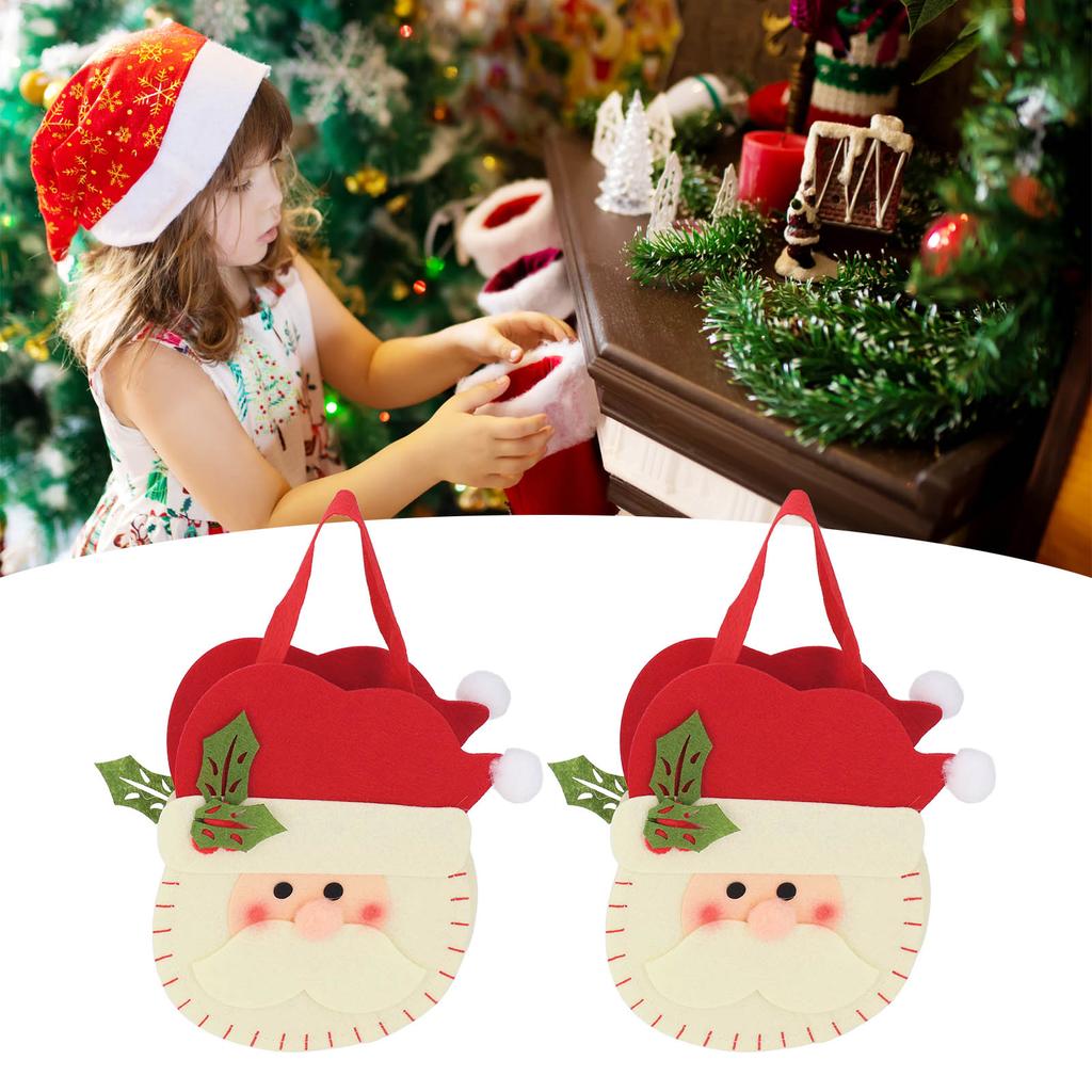 2Pcs Christmas Candy Handbag Lightweight  Gift Bag for Holiday Party Decoration