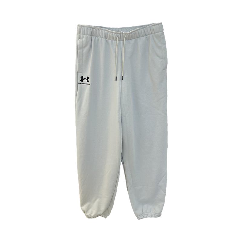 Under Armour Rival Logo Comfortable Warm Casual Knit Sports Pants Women pants Gray White 1387222-114