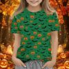 Kids Halloween Printed Short Sleeve T-Shirt - Round Neck Casual Loose Fit Top for Boys Girls