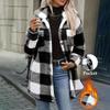 Women's Plaid Fuzzy Coat with Buttons for Winter Everyday Wear