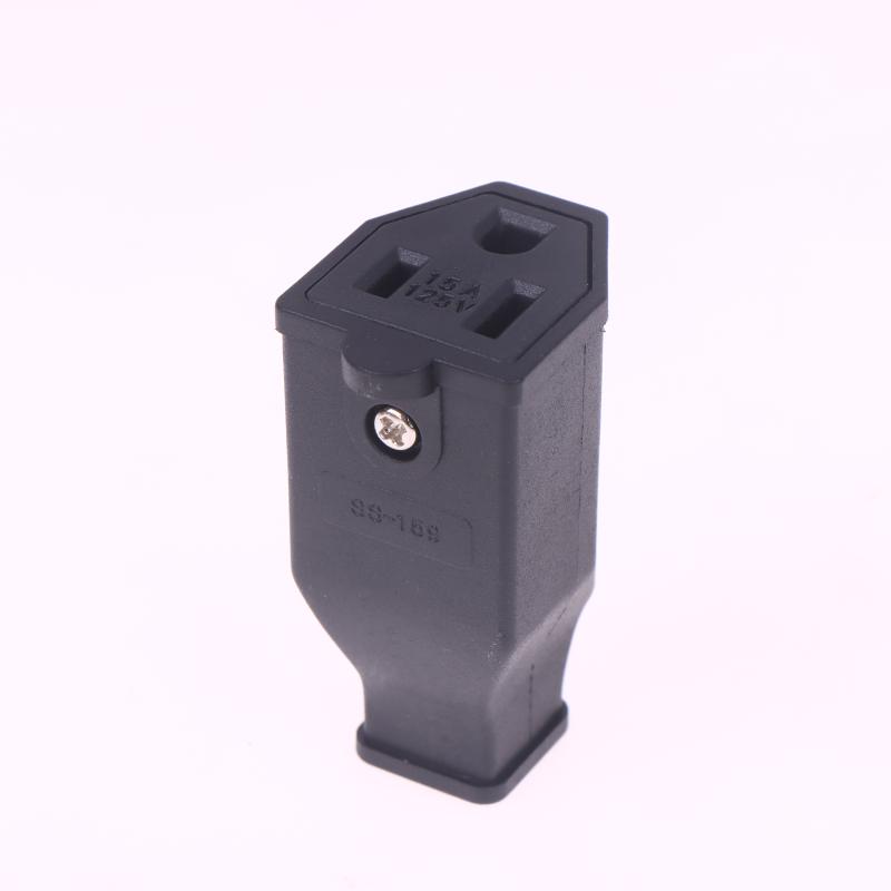 1/2Pcs Usa Triprong Power Outlet Wiring Electrical Receptacle Ac Socket Plug Black 125V 15A Us Female Male Connector
