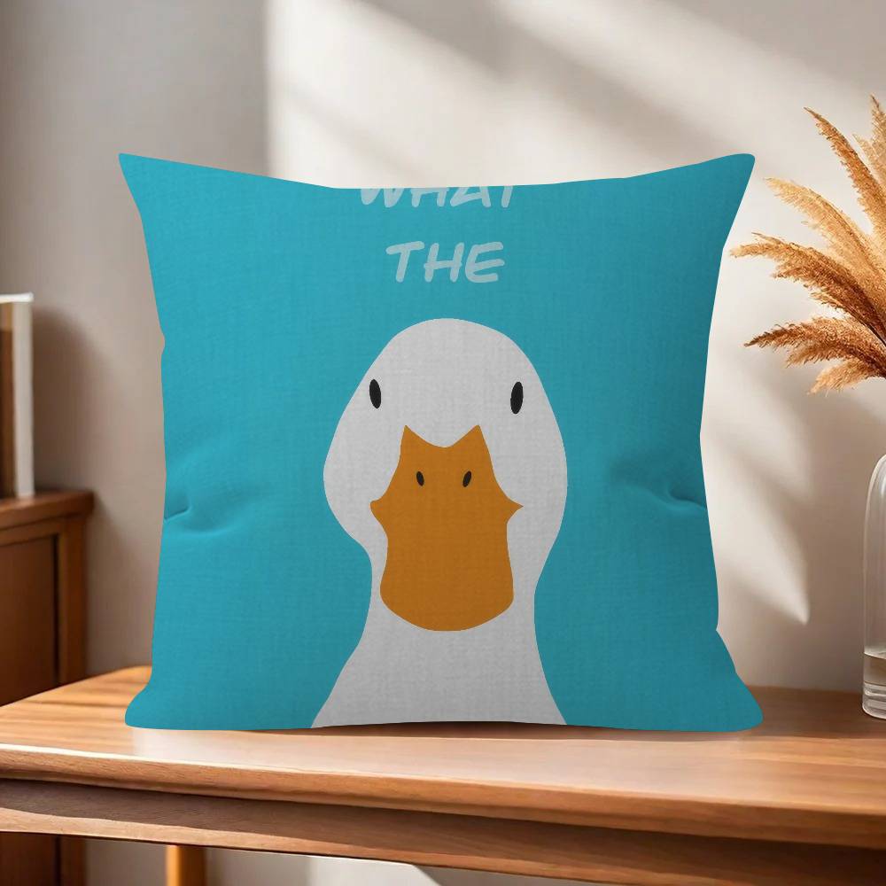 What The Duck Print Art Funny Decorative Room Aesthetics Pillow Case Home Decor Bedroom Sofa Bed Couch Pillow Cover 45x45