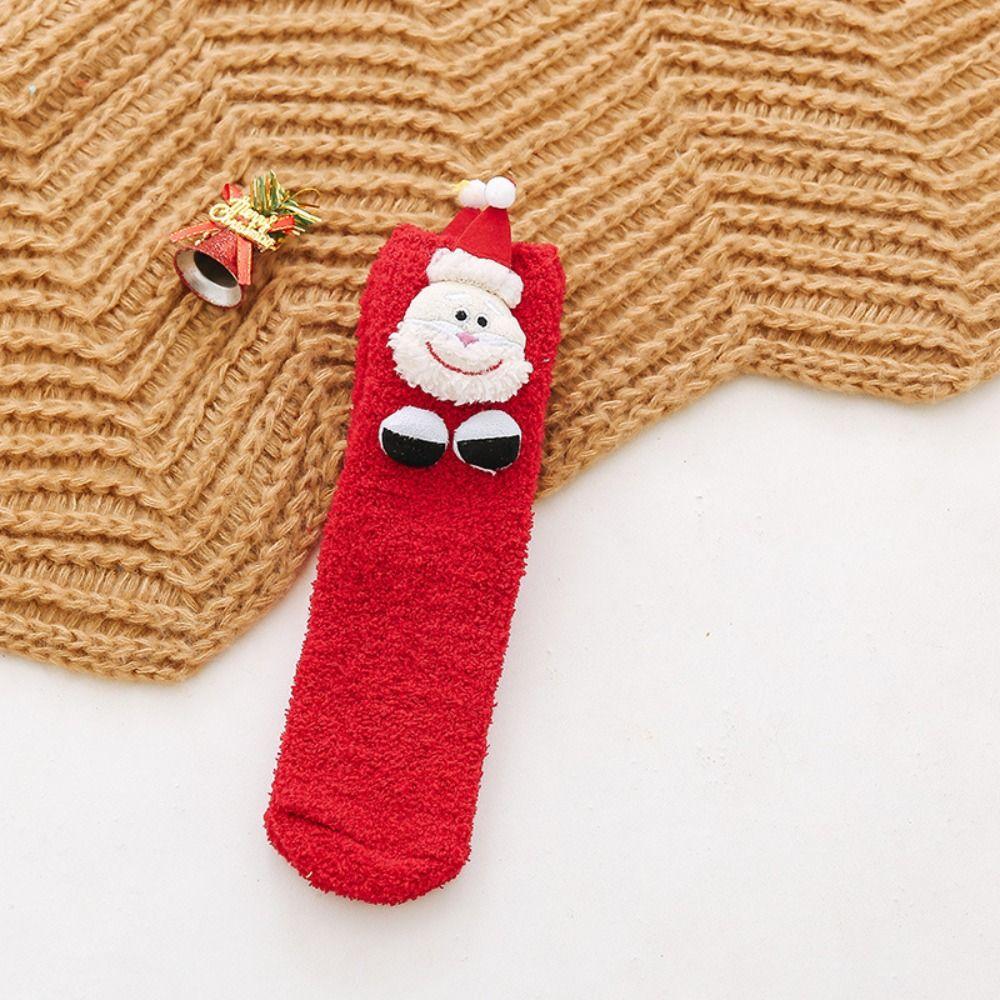 Cute Japanese Soft Comfortable Breathable For Christmas Female Socks Coral Velvet Medium Tube Socks