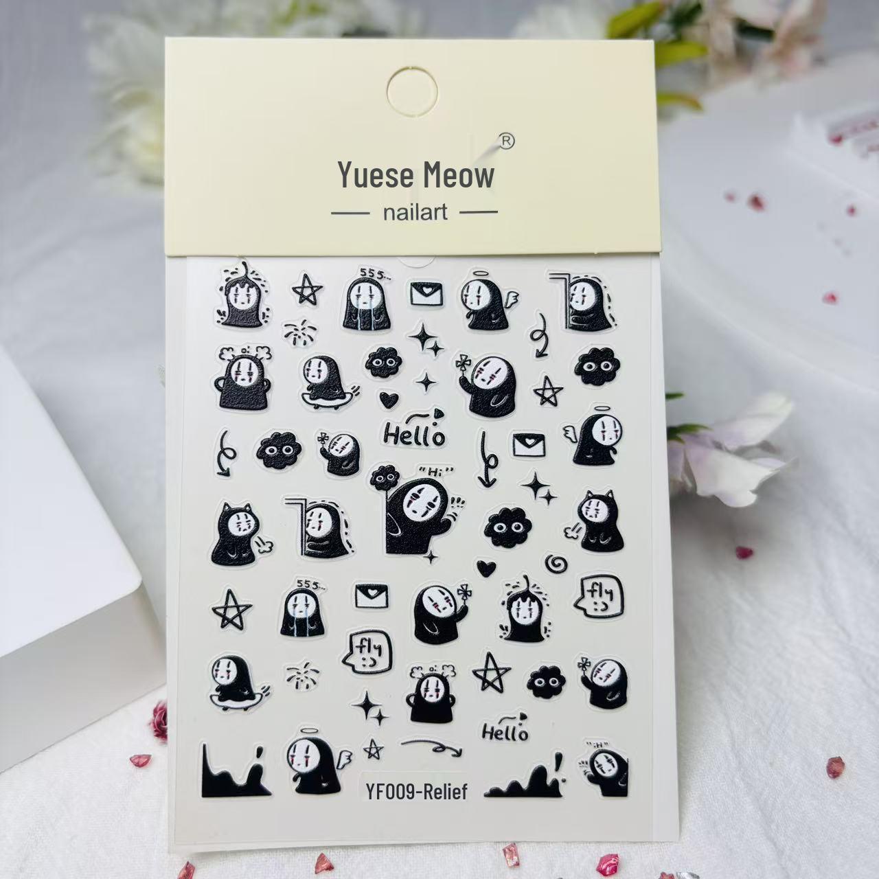 

Cartoon No-Face Man Nail Stickers: Frosted Thin Transparent Adhesive for Dark Diary Nail Art. YF009