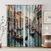 2 Stück, Filtervorhänge (ausgenommen Stangen, unbeweglich, ohne Batterien) Venedig Landschaft zur Verwendung in Schlafzimmern und Wohnzimmern