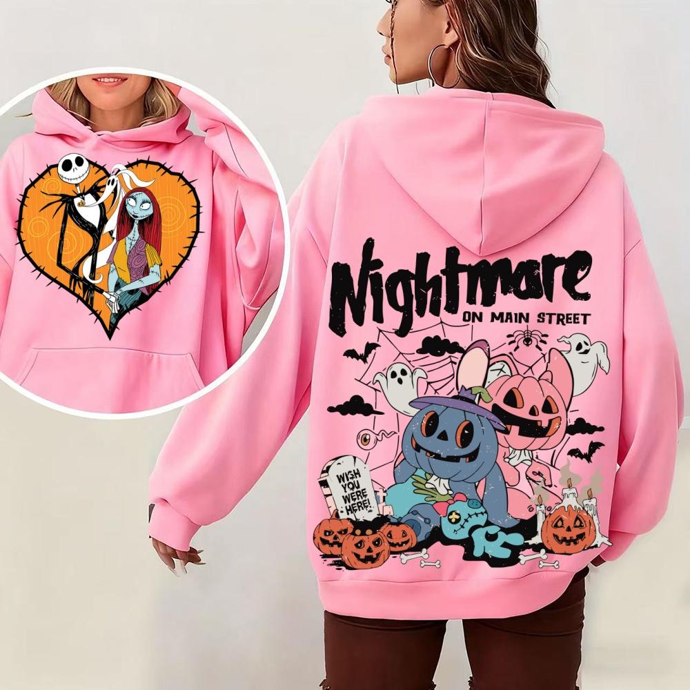 

The Nightmare Before Christmas Women s Hoodie Autumn Winter Fashion Streetwear Jack & Sally & Halloween Print Oversized Pullover XL