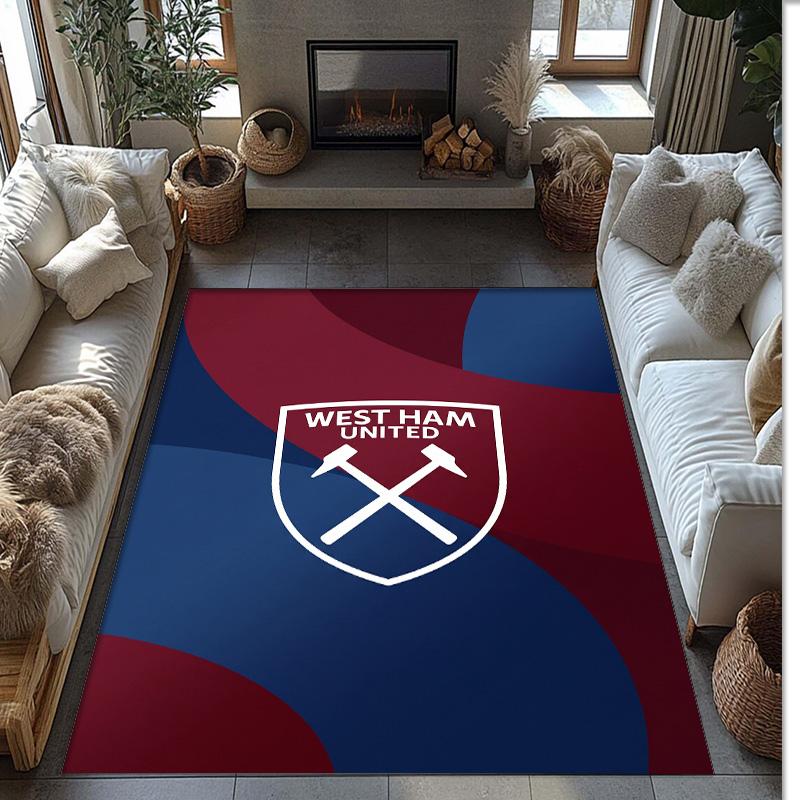 Tappeto in Velluto di Cristallo con Stampa del West Ham United Football, Comodo Assorbente d'Acqua Antiscivolo Tappeto per Pavimenti Interni