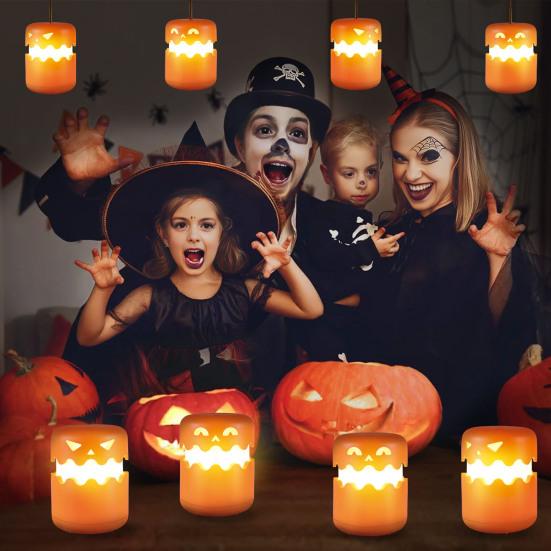 Yousheng Portable Halloween Pumpkin Lights with Lanyard LED Battery Operated Collapsible Pumpkin Lantern Mini Outdoor Camping Light for Halloween