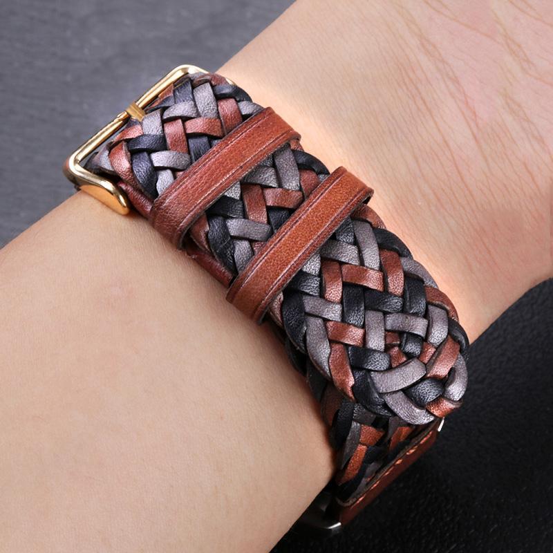 20mm 22mm Weiches Lederarmband für Fossil Bul-gari BVL102929 Huawei GT Watch Gewebtes Rindsleder Uhrenkette Retro Vintage Uhrenarmband