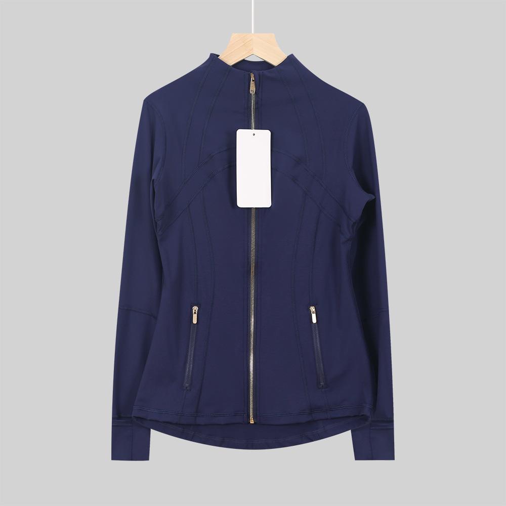 Lulu Original Damen Slim Fit Elastische Formgebende Lange Jacke Mantel mit Stehkragen für Yoga und Laufen