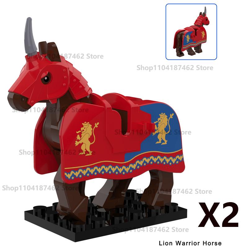 MOC Medieval Figure Mount Building Blocks Roman Wolf Warrior Infantry Lion Heart King Castle Knights Armored War Horse Brick Toy
