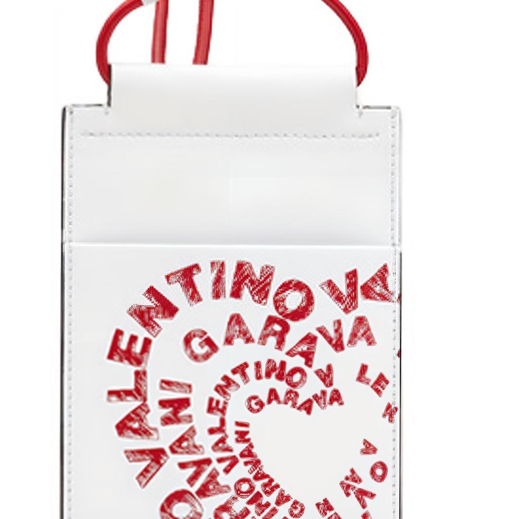 Valentino Garavani Amore Print Neck Strap Phone Bag Men Phone Bag White WY2P0-T13TSZ-CG9