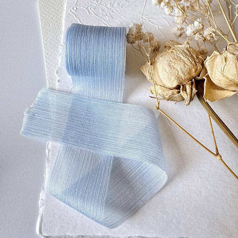 1PC Silver Glitter Ribbon Sparkling Organza Ribbon Ribbon Bow Wedding Cards & Invitations