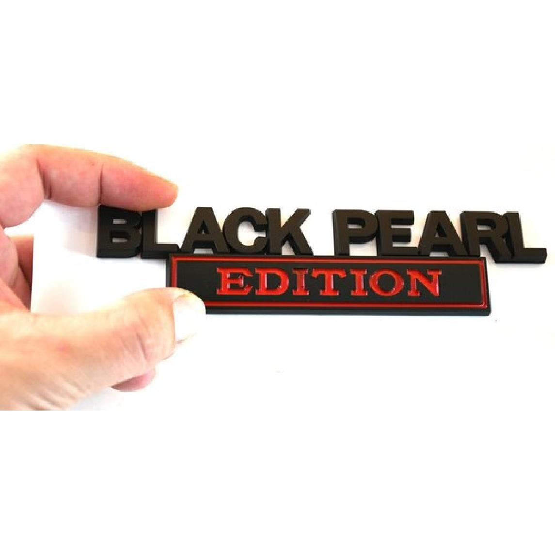 1pc Black Pearl Edition Decals Sticker 3D Raised Letter Emblem Black Red