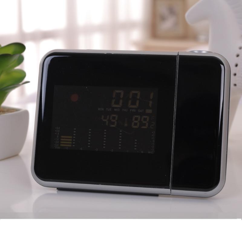 1Pc  Technology Weather Station Projection Clock Creative Time Projection LED Color Perpetual Calendar Weather Display Electronic Alarm Clock
