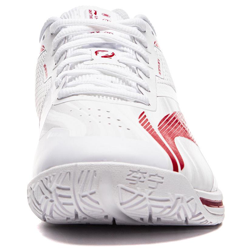 Li Ning Rubber Soft Comfortable Non-Slip Breathable Low-Top Badminton Shoes Unisex Shoes White Red AYZU021-1