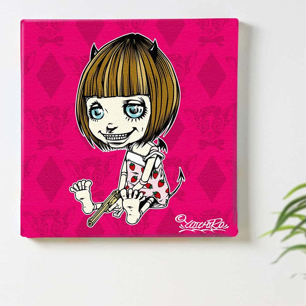 Pop Punk Art Panel 57cm X 57cm L Size Made In Japan Poster Stylish Interior Makeover Living Room Interior Pink Illustration Character Fabric Panel