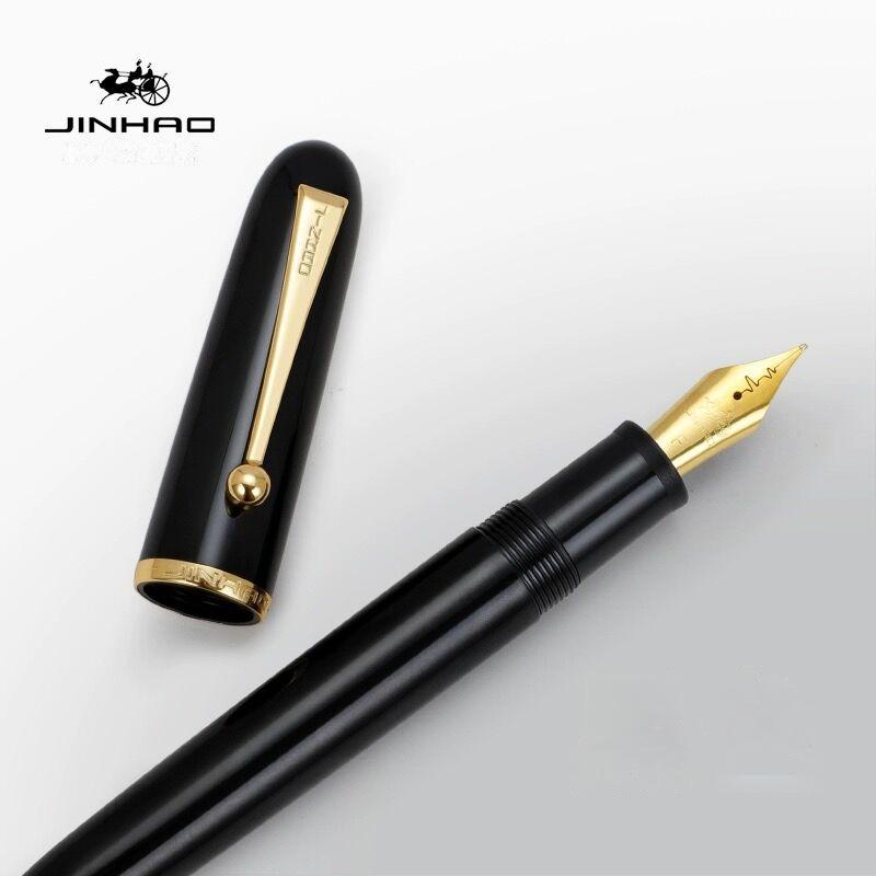 

JINHAO 9013 Fountain Pen Acrylic Transparent Spin Pen 35MM Nib Office School Supplies Stationery Writing Gift Ink Pens PK 9019 (Black,M(Heatbeat Tip)) чорний