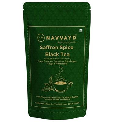 Чорний чай Navvayd Saffron Spice, з кашмірським шафраном і спеціями для підвищення енергії, листовий - насолоджуйтесь гарячим або холодним (50 грамів)