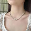 Elegant Silver Pearl Necklace: Exquisite, Simple, Versatile Collarbone Chain with French-Inspired Design