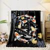 1PC Koi Pair Lotus Stained Glass Print Blanket Flannel Material Soft Warm for All Seasons Home Outdoor Camping Picnics RV