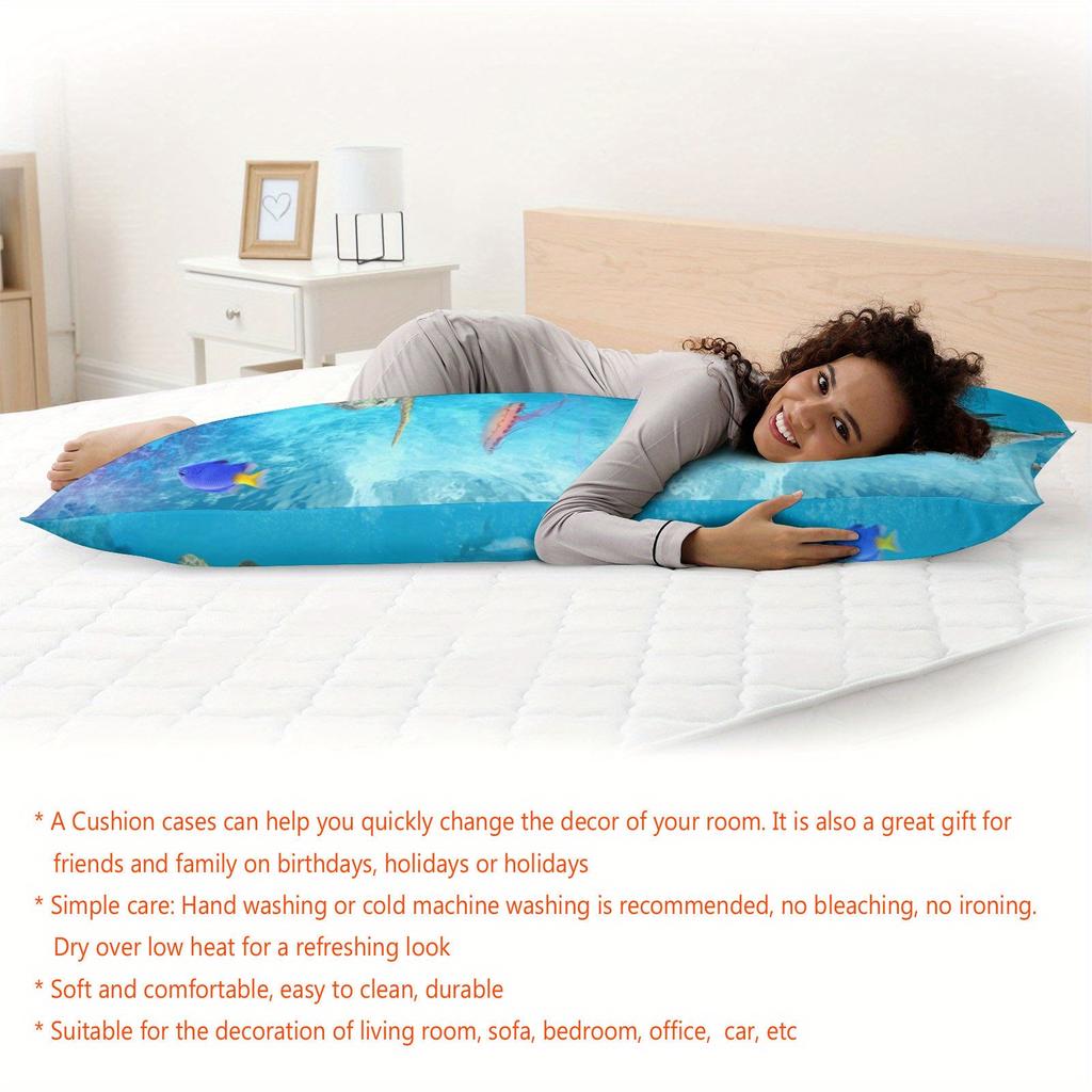 Jellyfish and Turtle Pattern Body Pillowcase Long Pillowcase Outer Space Pillowcase Durable and Easy To Clean - Zippered 20 "x60