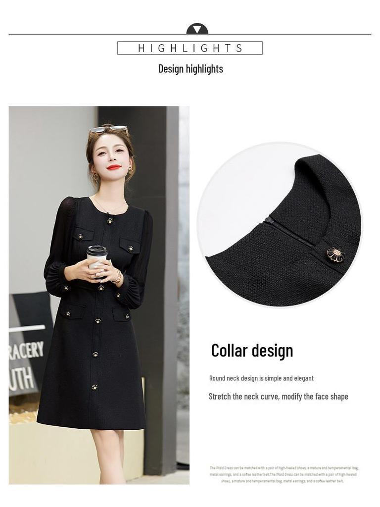 2024 Autumn High-End Petite Slimming Long-Sleeve Socialite Dress WN6058