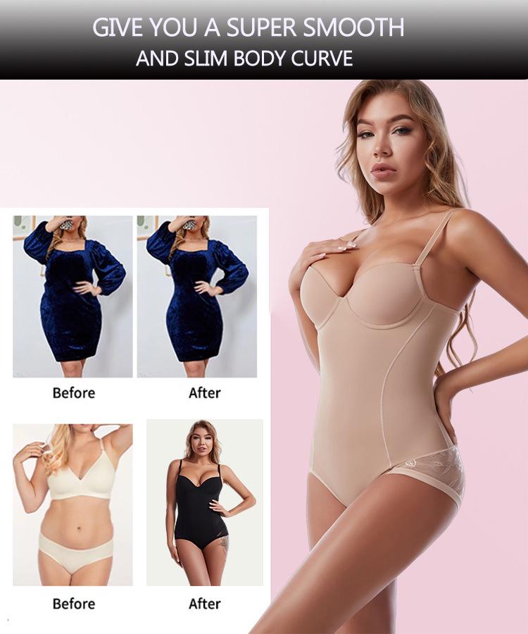 Explosive Style Body Shaping One-Piece Suit with Bra Support - Tummy Control Deep V Design