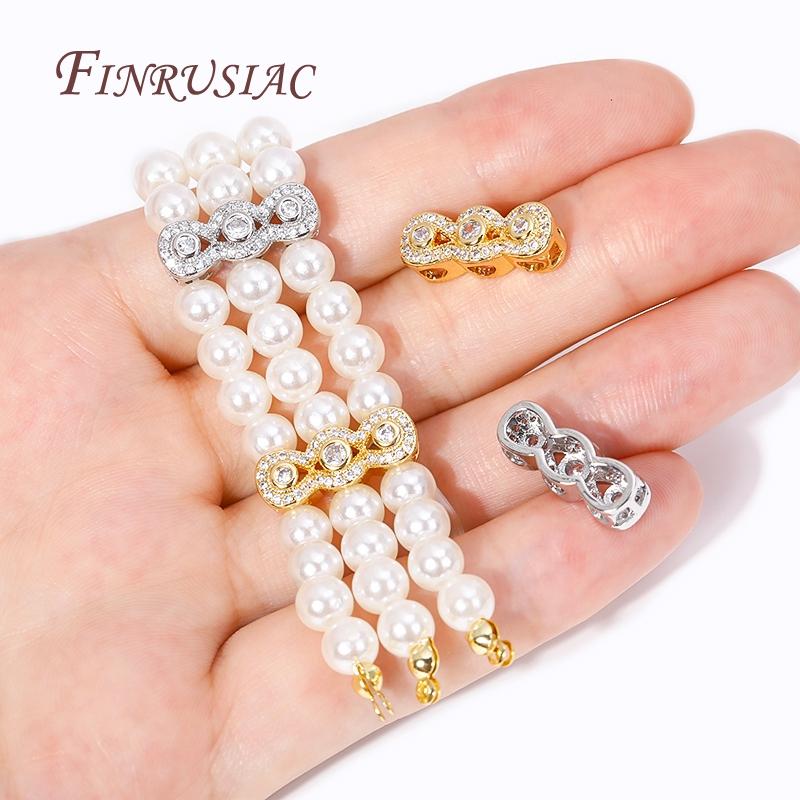 18K Gold Plated Inlaid Zircon Spacer Beads For 3-row Necklace Making,Separator End Beads Connectors DIY Jewelry Making Supplies