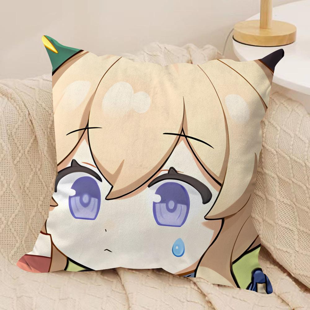 Jean Cute Cute Genshin Impact Cushion Cover Silky Short Plush Invisible Zipper Dustproof Sofa Pillow Case For Home Decor