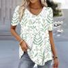 Women Summer V Neck Short Sleeve T Shirt Loose Casual Feminina White T Shirts Female Plus Size Tops 3D Printing Tees T-Shirts