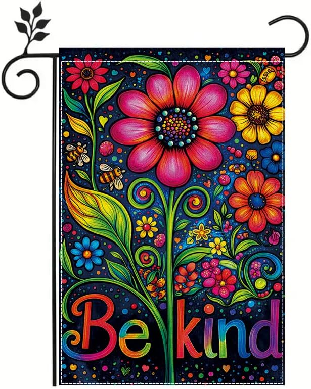 Be Kind Garden ag 12x18 Inch, Inspirational oral Garden ag, Colorful ower Outdoor Decorative Yard ag for Lawn Porc