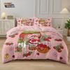 3Pcs Pink Strawberry Cake Girl Print Coreless Duvet Cover Set Multi Size Bedroom Bedding Decoration Comfortable Machine Washable