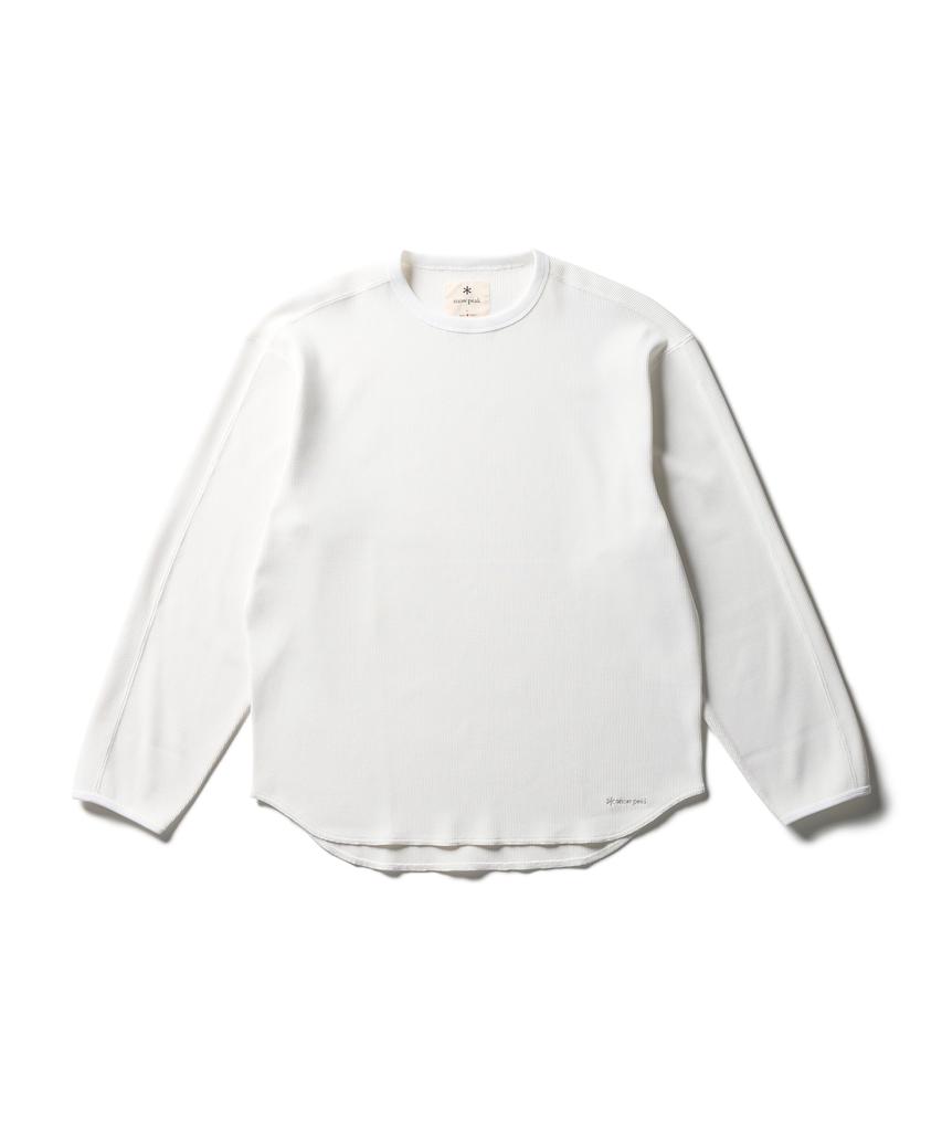 Snow Peak Dry Waffle Long Sleeve Cut and Long Sleeve and Off Size L T-Shirt CS-26SU001, Sew, T-Shirt, Men's Women's, White,