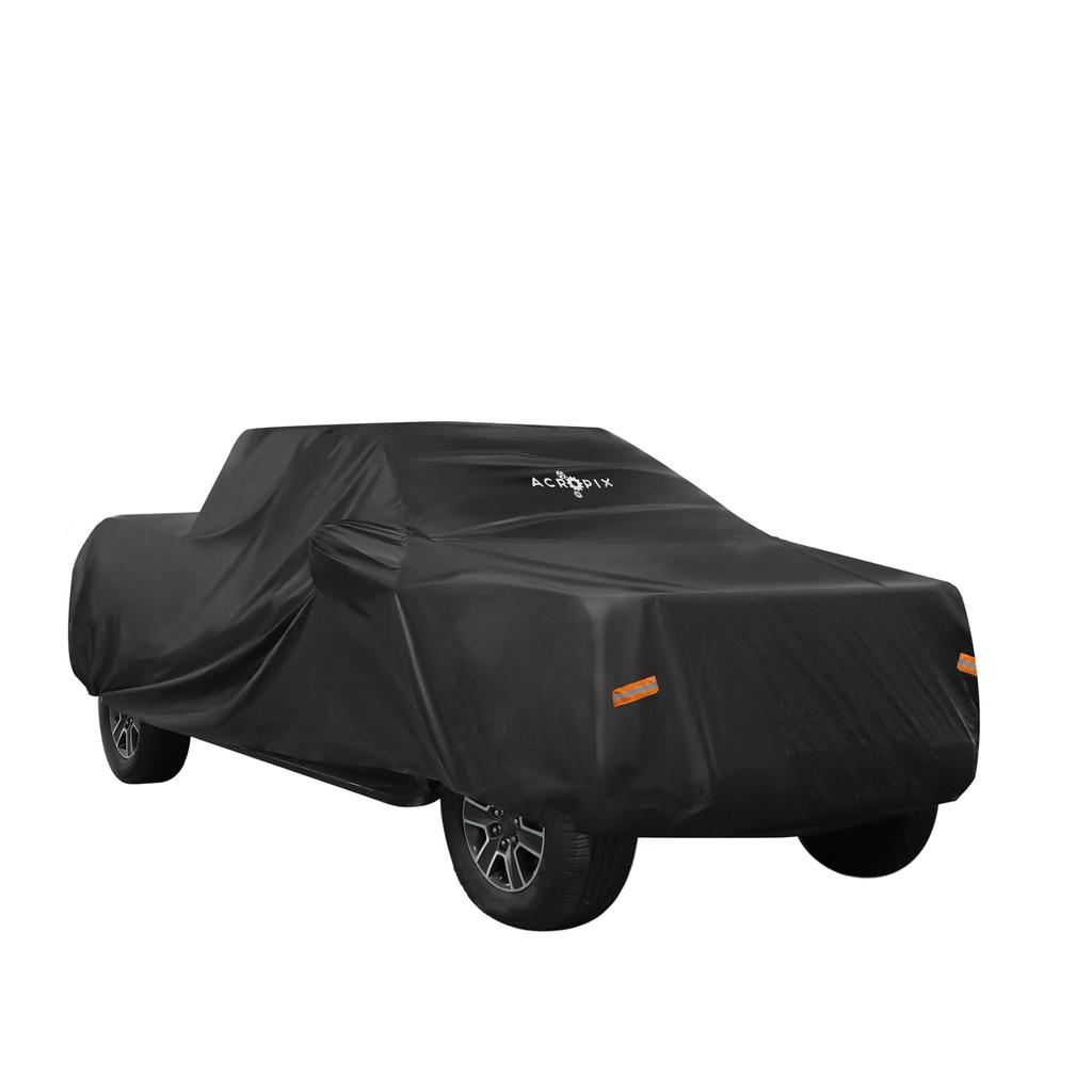ACROPIX Pickup Truck Car Cover for Toyota Tacoma Double Cab with Feet 1 Piece 4-Door 6.1 Bed, Black,